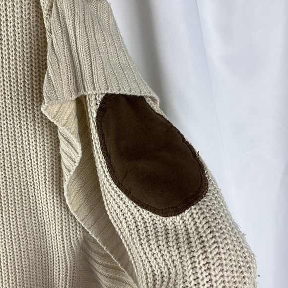 Alya pullover poncho style/cowlneck knittop with elbow patch/long sleeves Sz S/M - Picture 4 of 11